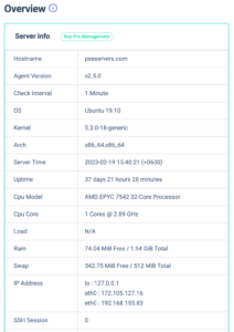 Server overview table